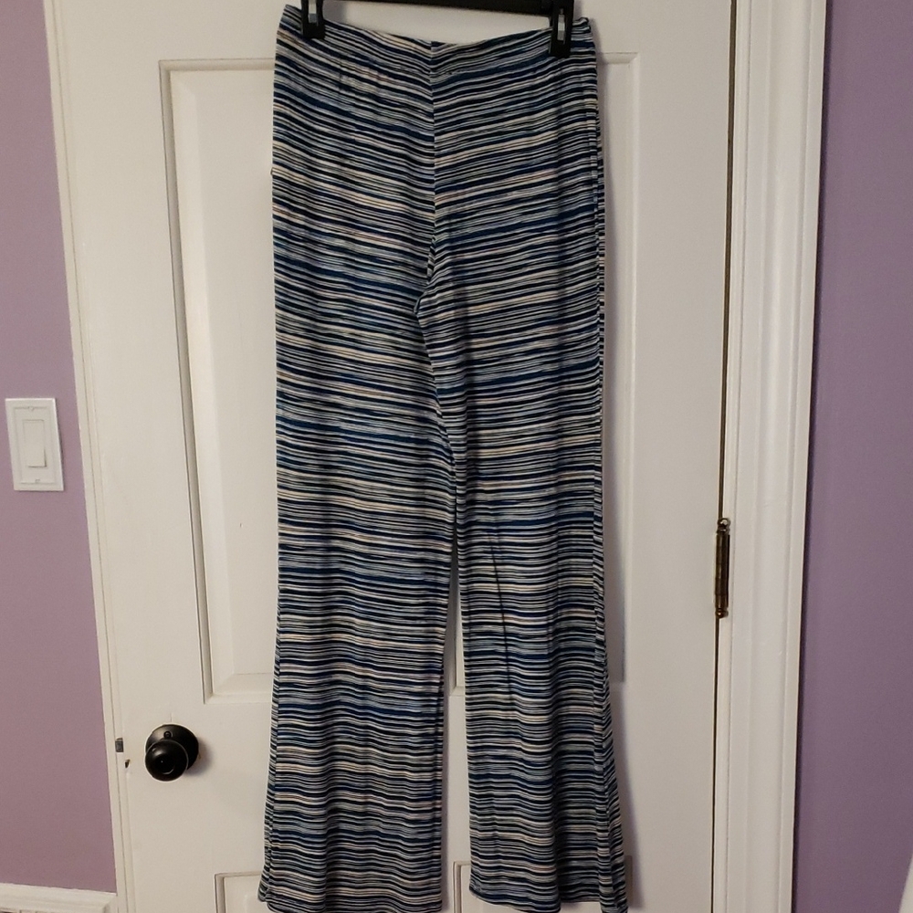 Philosophy Blue and White Striped Wide Leg Pants